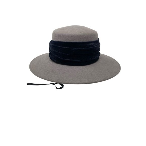 VTG Gwenn Pennington Michael Howard 100% Wool Gray Hat Fancy Chin Strap‎ Winter main image 5